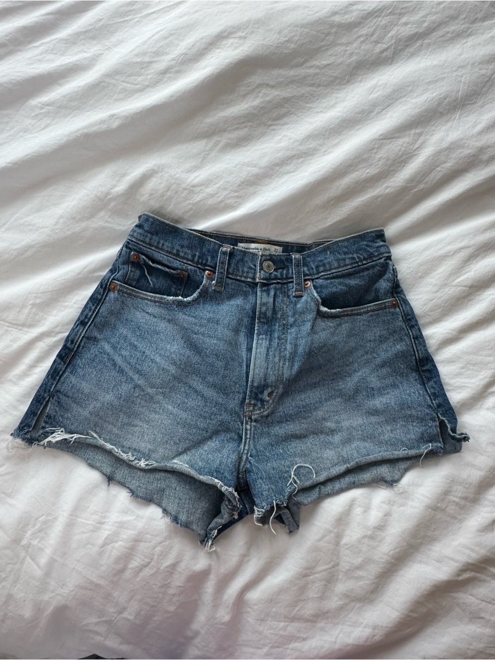 High-Rise Blue Denim Cutoff Shorts
